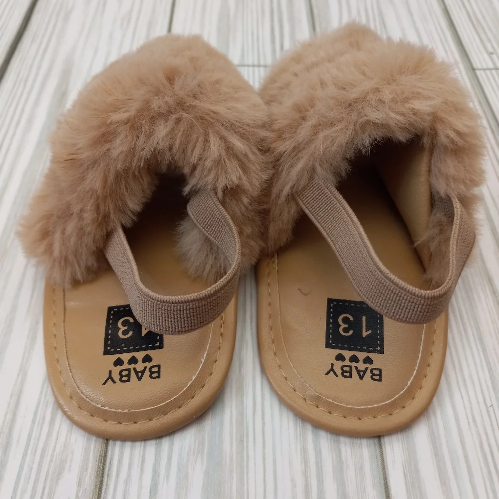 NEW 2 Pairs Faux Fur Embellished Baby Shoes